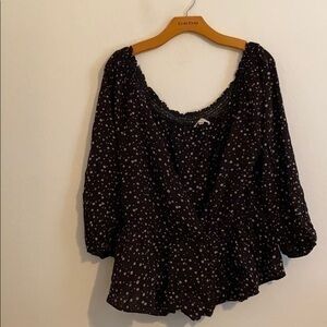 WILD JASMINE BLACK BLOUSE SIZE 2XL